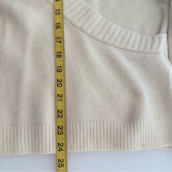 Anthropologie Cream Wrap Sweater M Merino Wool Baby Alpaca Blend - Picture 8 of 10